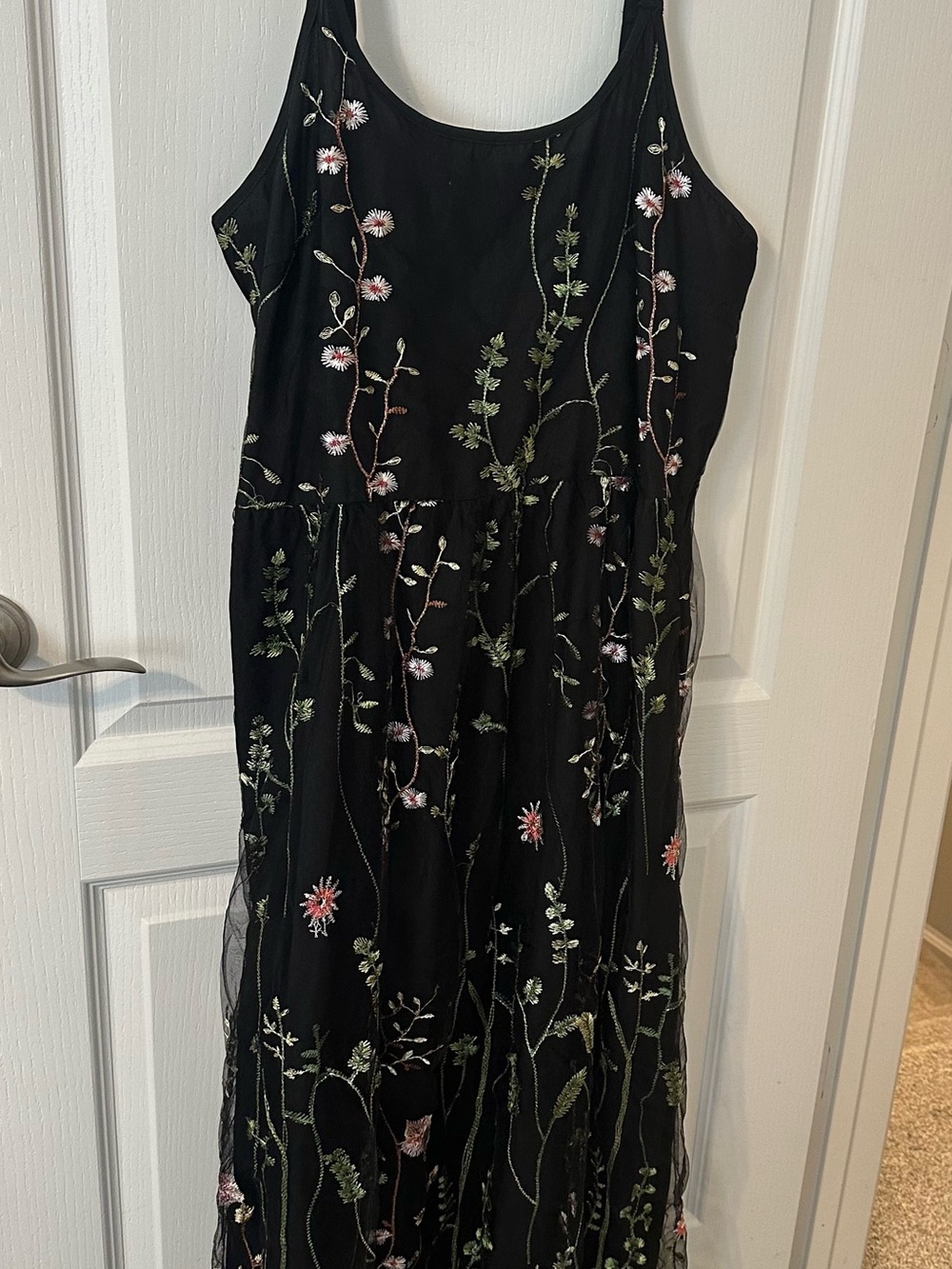BloomChic Black Maxi Dress with colorful embroidered florals Size 18